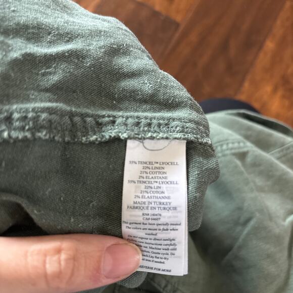 Faherty XL Shorts High Rise Elastic Waistband Pull On Arlie Green Linen Blend - Picture 6 of 11